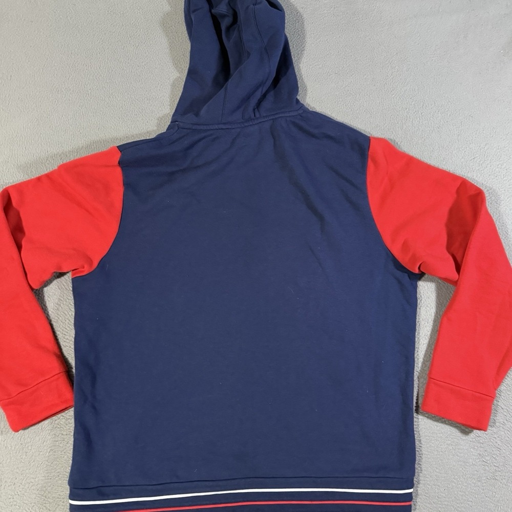 NEW‎ ENGLAND PATRIOTS FANATICS Colorblock Sweatshirt Fleece Hoodie XL Red Blue - Picture 3 of 6